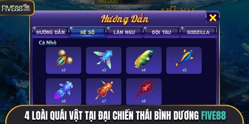 Hệ thống 4 loài quái vật tại đại chiến Thái Bình Dương Five88